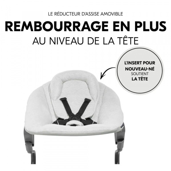 Chaise haute évolutive alpha blanche + transat light grey Hauck