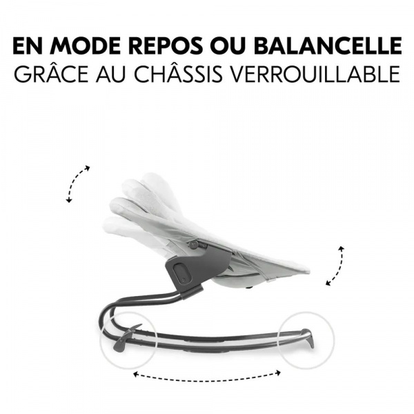 Chaise haute évolutive alpha blanche + transat light grey Hauck