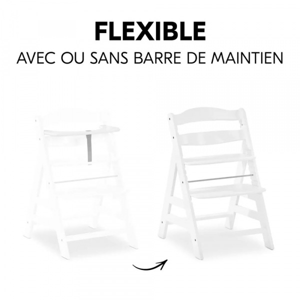 Chaise haute évolutive alpha blanche + transat light grey Hauck