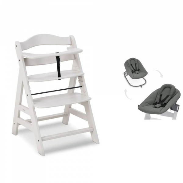Chaise haute évolutive alpha crème+ transat premium dark grey Hauck