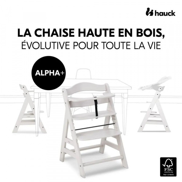 Chaise haute évolutive alpha crème+ transat premium dark grey Hauck