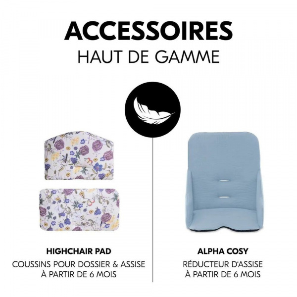 Chaise haute évolutive alpha crème+ transat premium dark grey Hauck