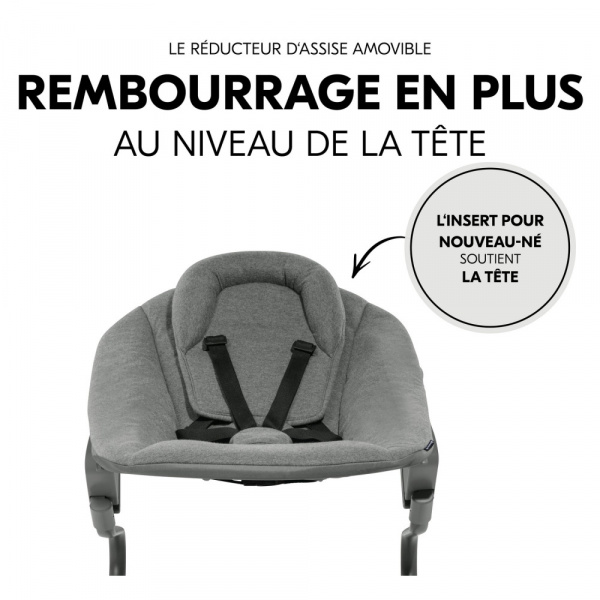 Chaise haute évolutive alpha crème+ transat premium dark grey Hauck