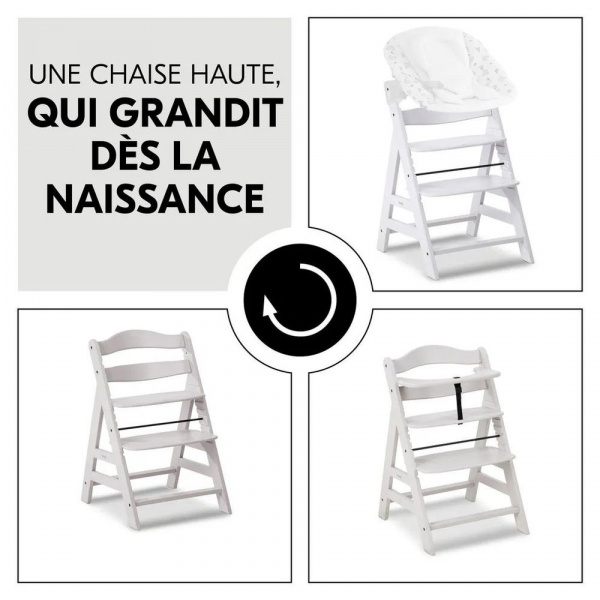 Chaise haute évolutive alpha crème+ transat premium dark grey Hauck