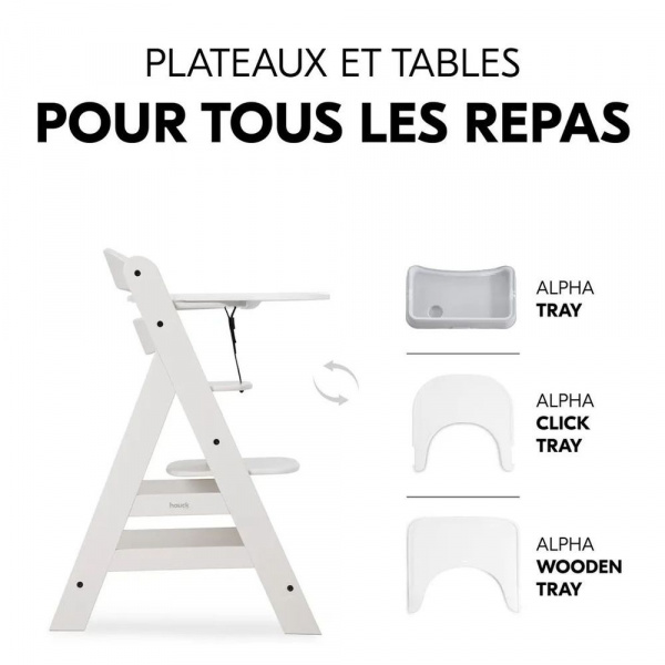 Chaise haute évolutive alpha crème+ transat premium dark grey Hauck