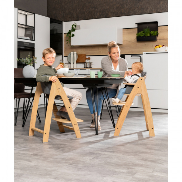 Chaise haute évolutive arketa bois naturel oak + coussin select jersey beige Hauck