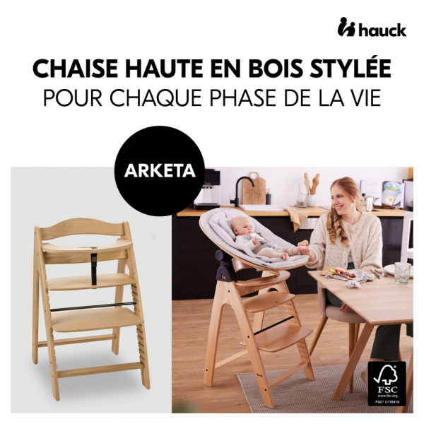 Chaise haute évolutive arketa bois naturel oak Hauck