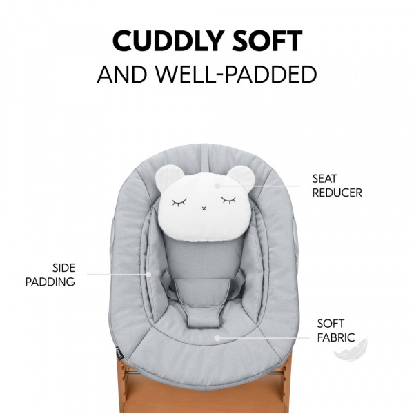 Chaise haute évolutive alpha naturel + newborn set pre grey Hauck