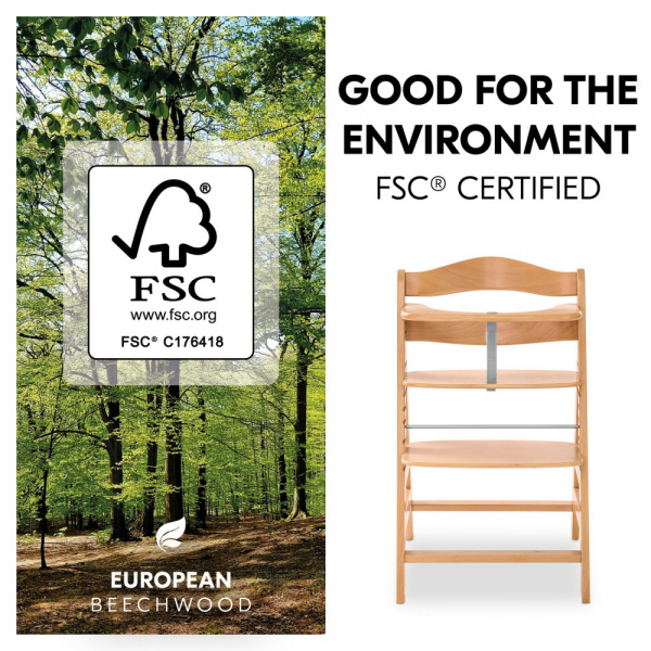 Chaise haute évolutive alpha naturel + newborn set pre grey Hauck