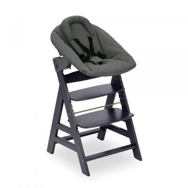 Chaise haute évolutive alpha dark grey + newborn set plus Hauck
