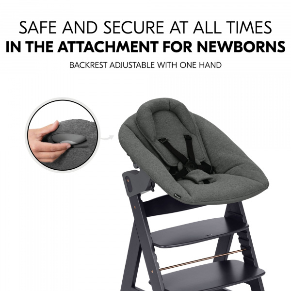 Chaise haute évolutive alpha dark grey + newborn set plus Hauck