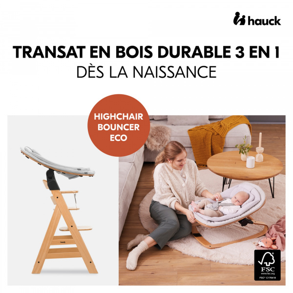 Transat bébé pour chaise haute arketa bouncer eco light-grey Hauck