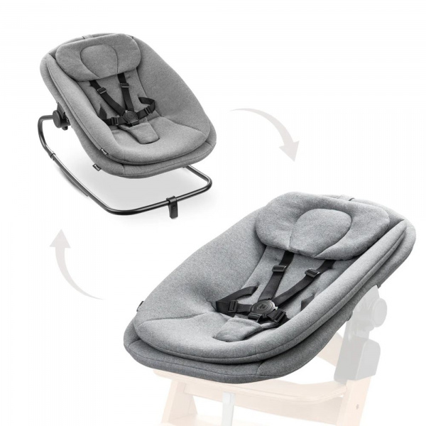 Chaise haute bébé arketa bois naturel + transat bébé pour chaise haute gris Hauck