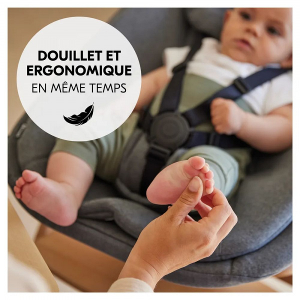 Chaise haute bébé arketa bois naturel + transat bébé pour chaise haute gris Hauck