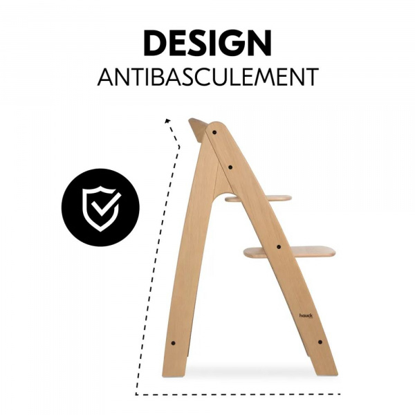 Chaise haute bébé arketa bois naturel + transat bébé pour chaise haute gris Hauck