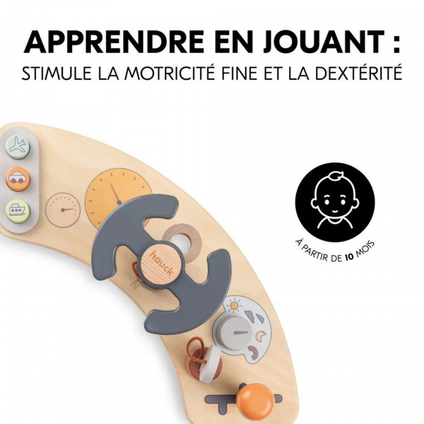 Chaise haute évolutive arketa n play beech avec plateau et jeu en bois play cockpit Hauck