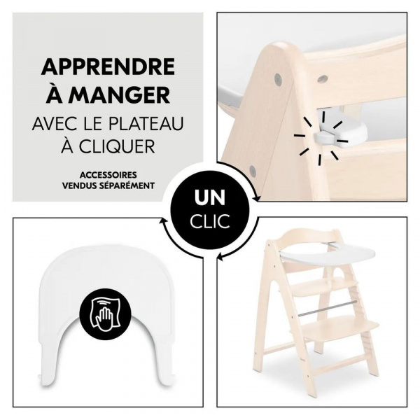 Chaise haute évolutive arketa n play beech avec plateau et jeu en bois play cockpit Hauck