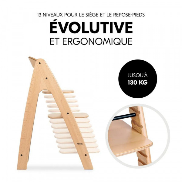 Chaise haute bébé arketa n play beech en bois beech avec plateau de jeu Hauck