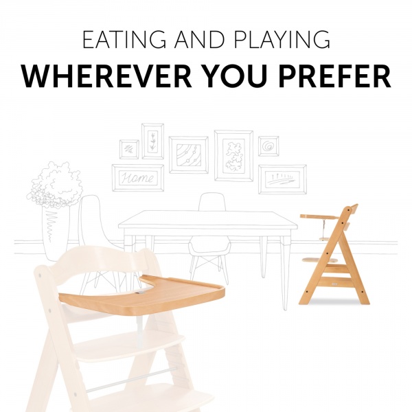 Tablette pour chaise haute alpha bois naturel Hauck