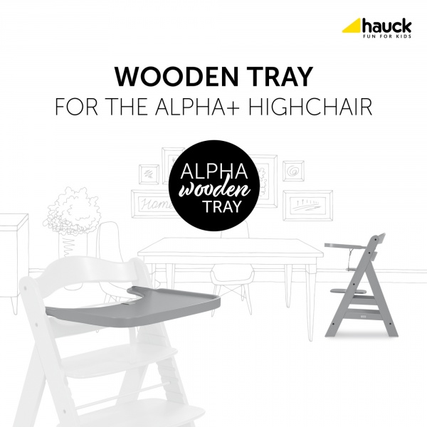 Tablette pour chaise haute alpha bois gris Hauck