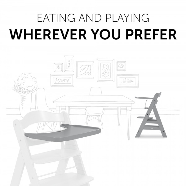 Tablette pour chaise haute alpha bois gris Hauck