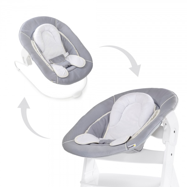 Transat balancelle pour chaise haute évolutive alpha 2en1 stretch grey Hauck