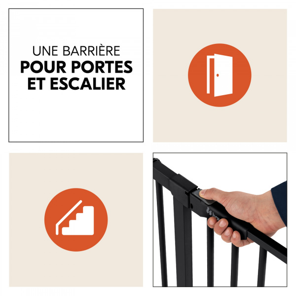 Barrière d'escalier clear step autoclose 2 black Hauck