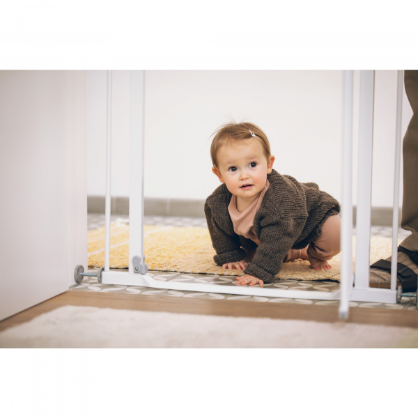 Barrière d'escalier clear step autoclose 2 avec extension +21 cm white Hauck