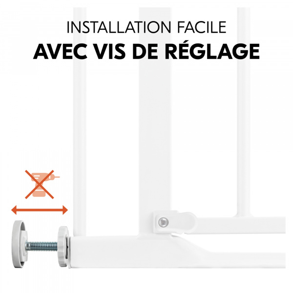 Barrière d'escalier clear step autoclose 2 avec extension +21 cm white Hauck