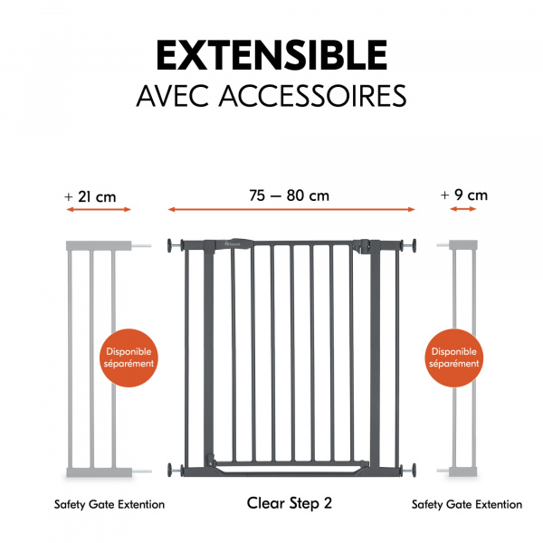 Barrière d'escalier clear step 2 dark-grey Hauck
