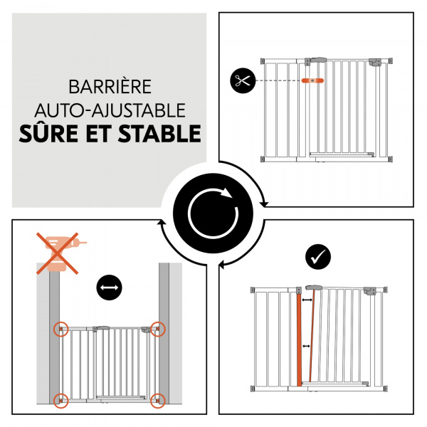 Barrière d'escalier clear step 2 avec extension +21 cm white Hauck