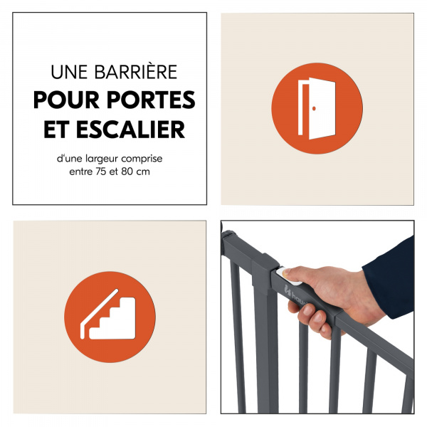 Barrière d'escalier open n stop 2 dark-grey Hauck
