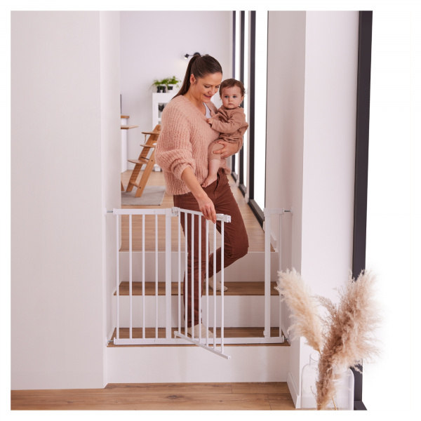 Barrière d'escalier open n stop 2 avec extention +9 cm white Hauck