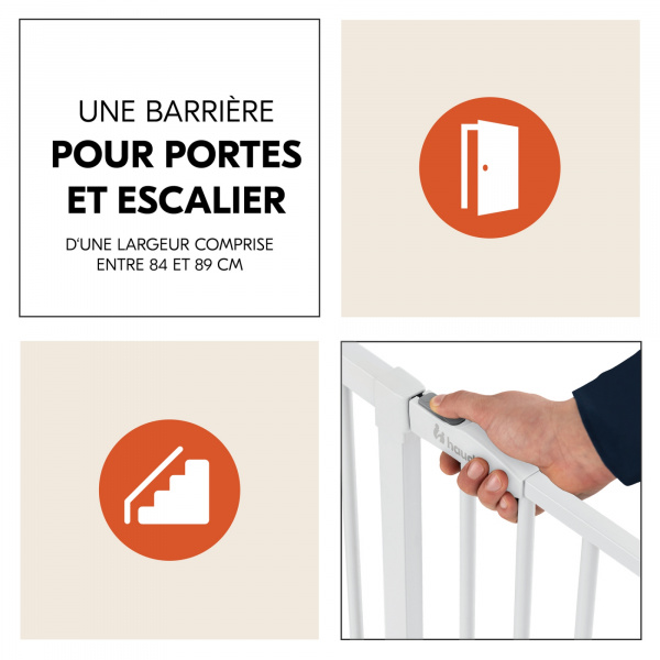 Barrière d'escalier open n stop 2 avec extention +9 cm white Hauck