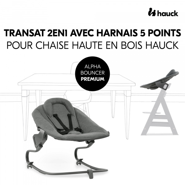 Transat balancelle pour chaise haute alpha+ premium dark grey Hauck