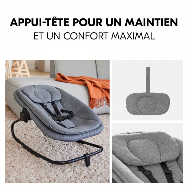 Transat bébé pour chaise haute arketa bouncer dark grey melange Hauck