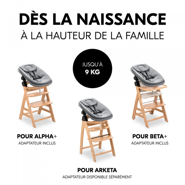 Transat bébé pour chaise haute arketa bouncer dark grey melange Hauck