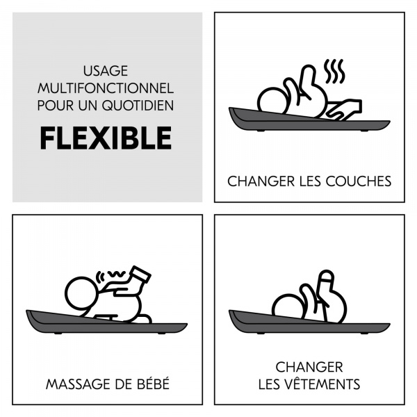 Matelas à langer en mousse soft change n clean anthracite Hauck