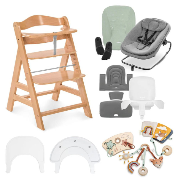 Pack chaise haute évolutive avec transat alpha start n grow set Hauck