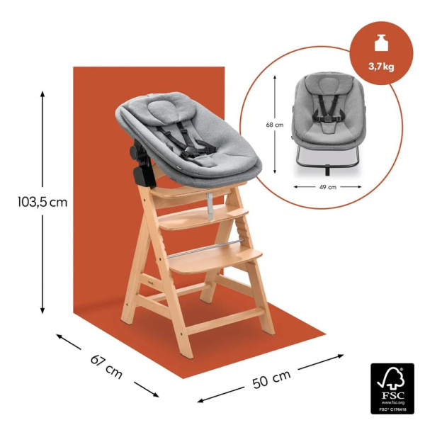 Pack chaise haute évolutive avec transat alpha start n grow set Hauck