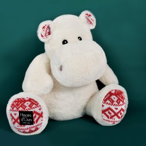 Peluche hippopotame 40 cm blanc noël Histoire d ours