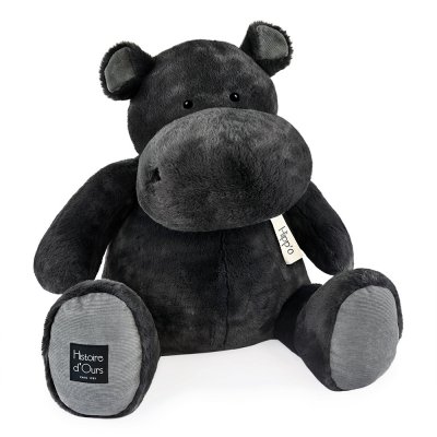 Peluche hippopotame 85 cm gris anthracite