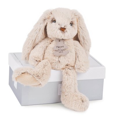 Peluche bébé copain calin lapin beige 25 cm