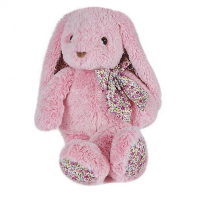 Peluche bébé copain calin lapin rose 40 cm