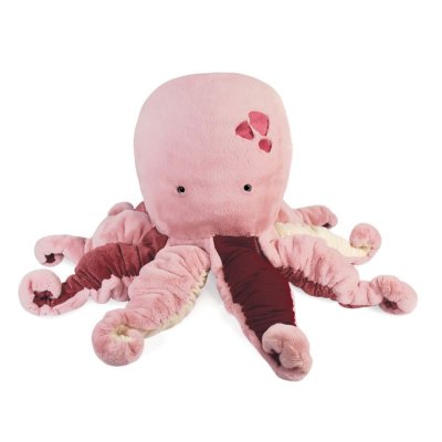 Peluche pieuvre rose trésors marins 80 cm