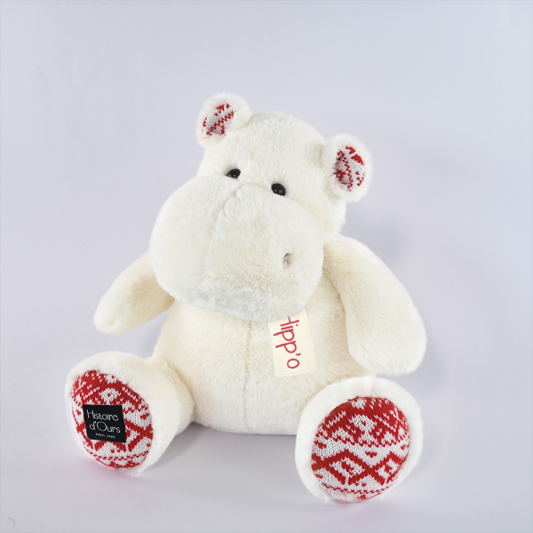 Peluche hippopotame 40 cm blanc noël Histoire d ours