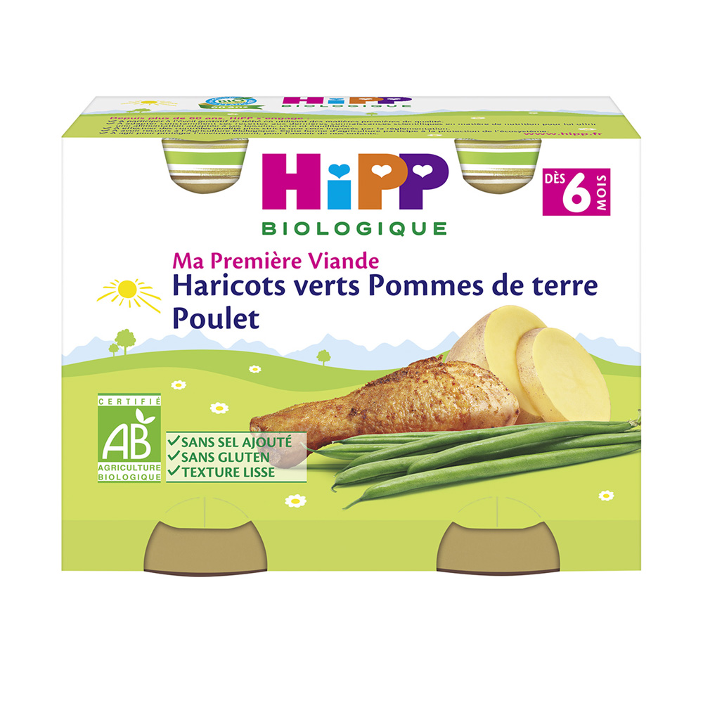 Petit pots haricots verts pommes de terre poulet de Hipp sur allobébé Petit pots haricots verts pommes de terre poulet de Hipp sur allobébé