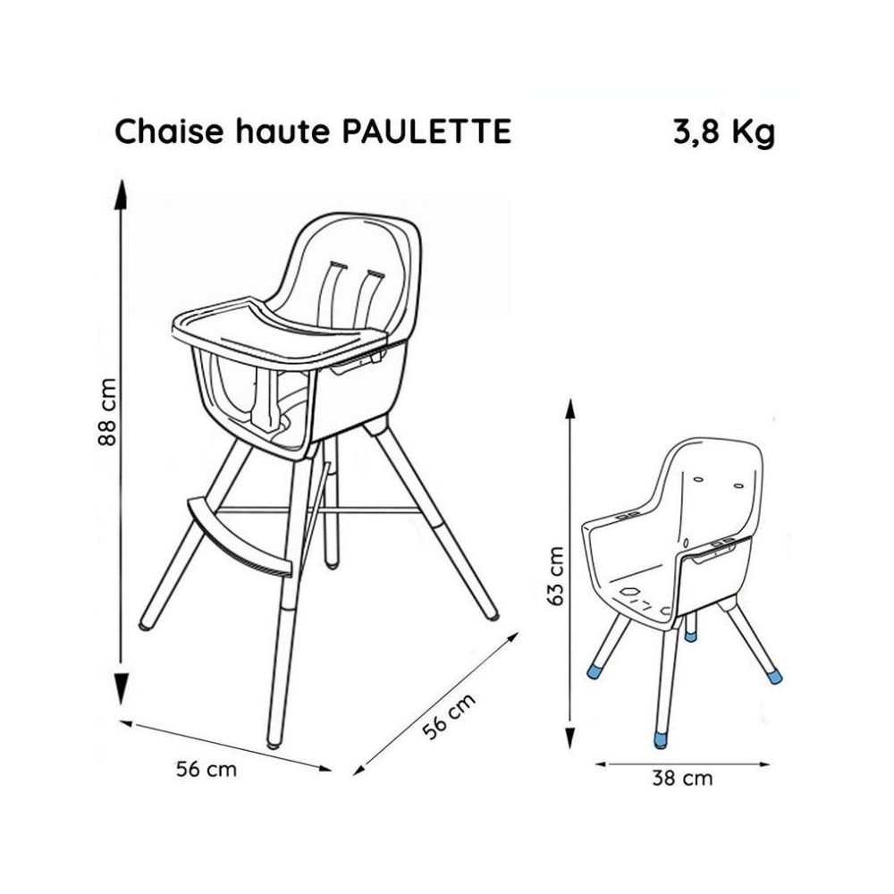 Chaise haute évolutive PAULETTE Typo - Made in Bébé