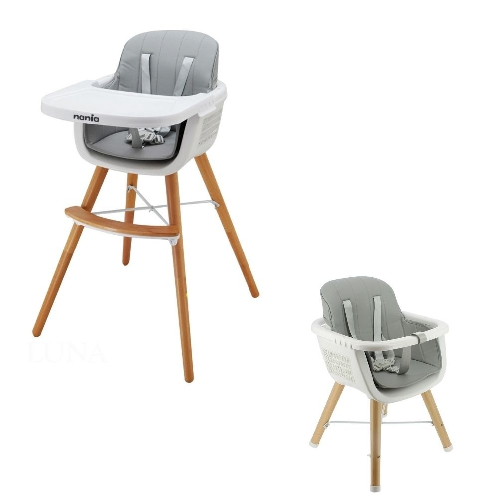 Chaise Haute Bebe Evolutive Luna Gris Blanc De Nania Sur Allobebe