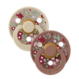 Pack de 2 sucettes colour caoutchouc liberty 0-6 mois chamomile lawn woodchuck mix Bibs